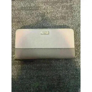 Kate Spade Women's Beige Zip-Around Wallet Saffiano Leather